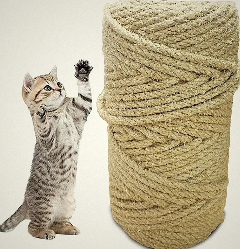 100% Natürliches Sisalseil 50m - 6mm Kratzseil, Robust für Katzen und DIY-Ideen