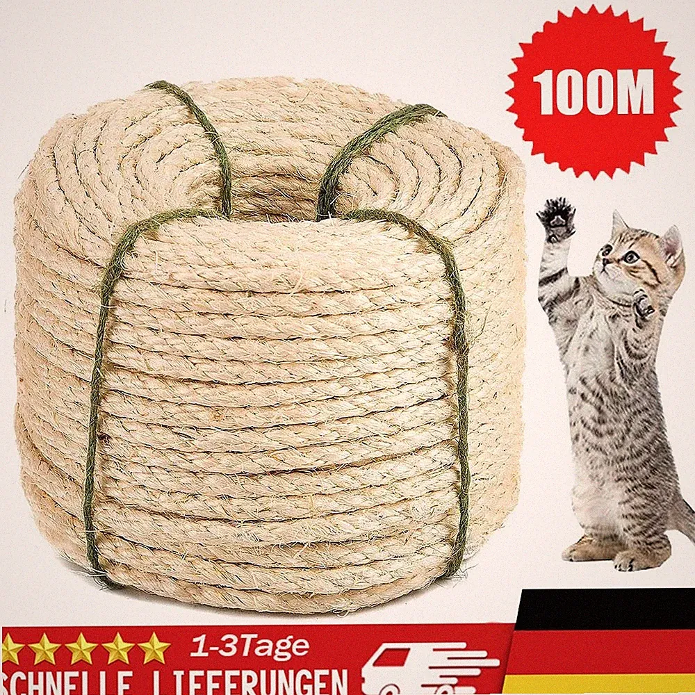 100M Kratzbäume Sisalseil Sisal Schnur Leine 8mm Kratzbaum Kratzb Sisalschnur