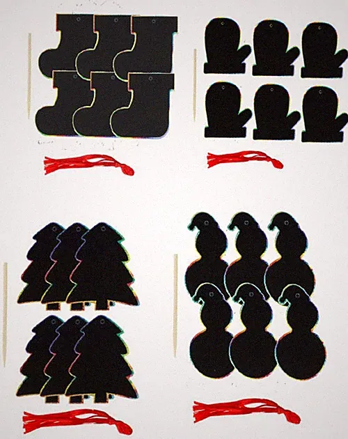 13 teilige Geschenkanhänger Set Kratzpapier Kratzbild Anhänger 4 Motive zur Wahl