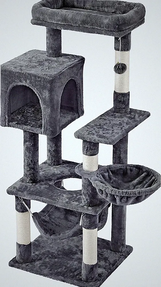 130,5 cm Kratzbaum mit Sisal-Kratzbäumen, dunkelgrau | Katzenturm, Cats Activ
