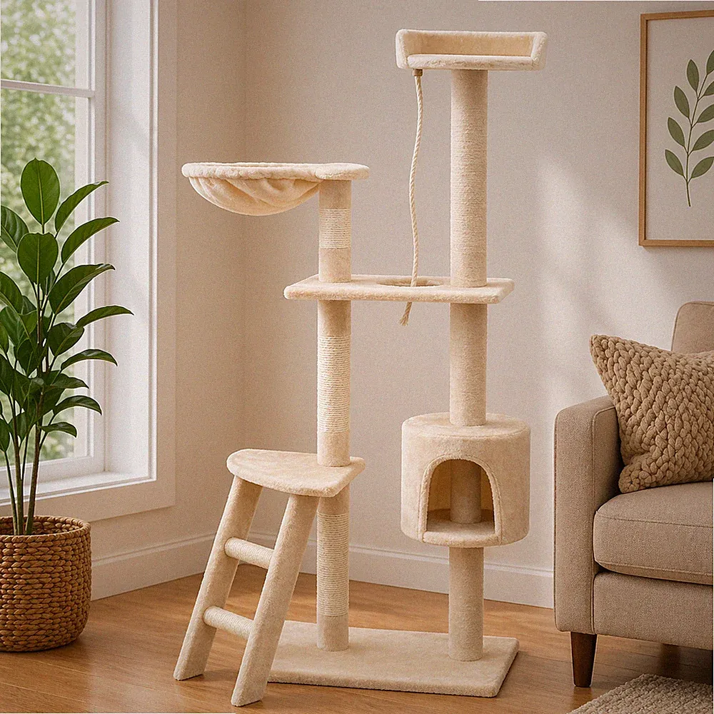 150cm Katzen Kratzbaum Sisal Säulen Katzenbaum Spielturm Kletterbaum
