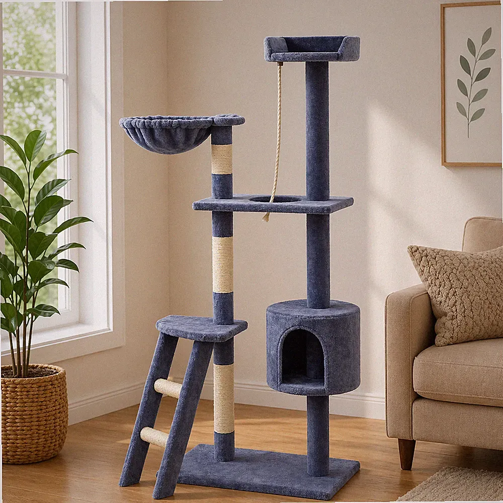 150cm Katzen Kratzbaum Sisal Säulen Katzenbaum Spielturm Kletterbaum
