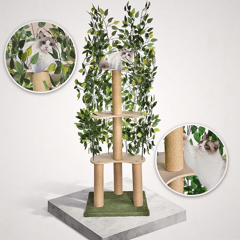 150cm Kratzbaum Katzenkratzbaum XXL Kletterbaum Katzenbaum für Katzen Sisal Holz
