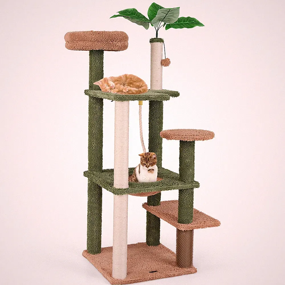 152 cm Kratzbaum Katzenbaum mit Sisalpfosten, Spielzeug, Kunstpflanze