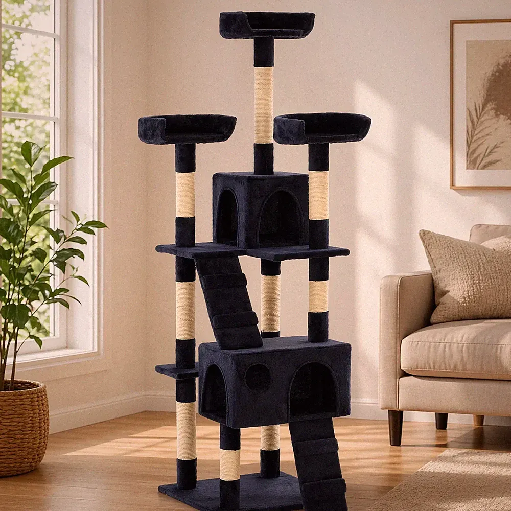 170cm Katzen Kratzbaum Sisal Säulen Katzenbaum Spielturm Kletterbaum Blau