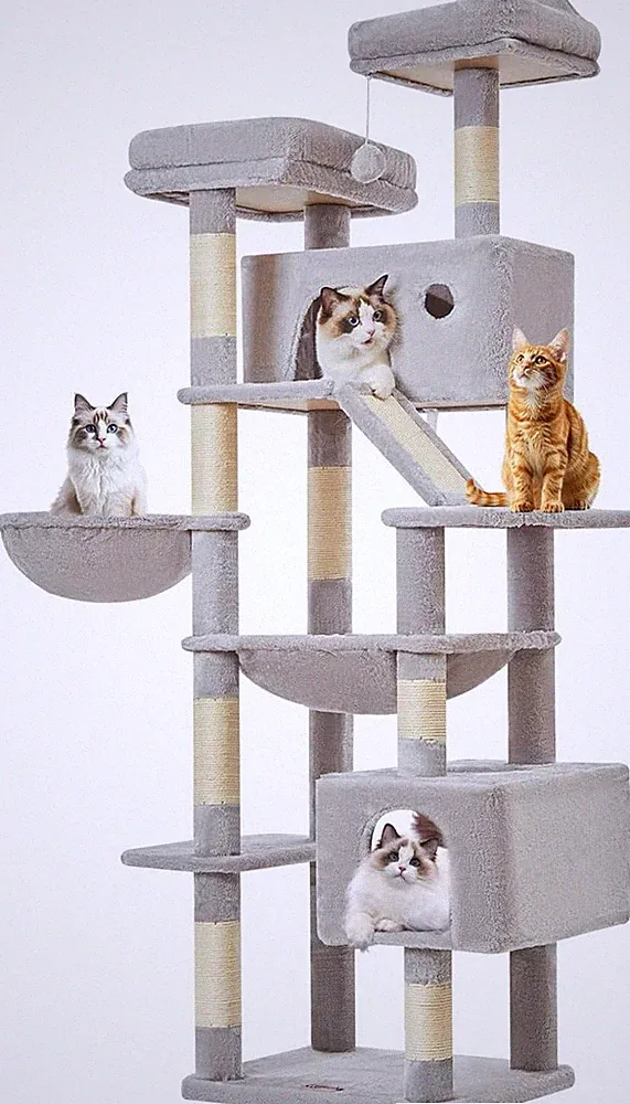 180 cm Kratzbaum Turm für große Katzen mehrstufig Eigentumswohnung Kratzbaum Hängematte