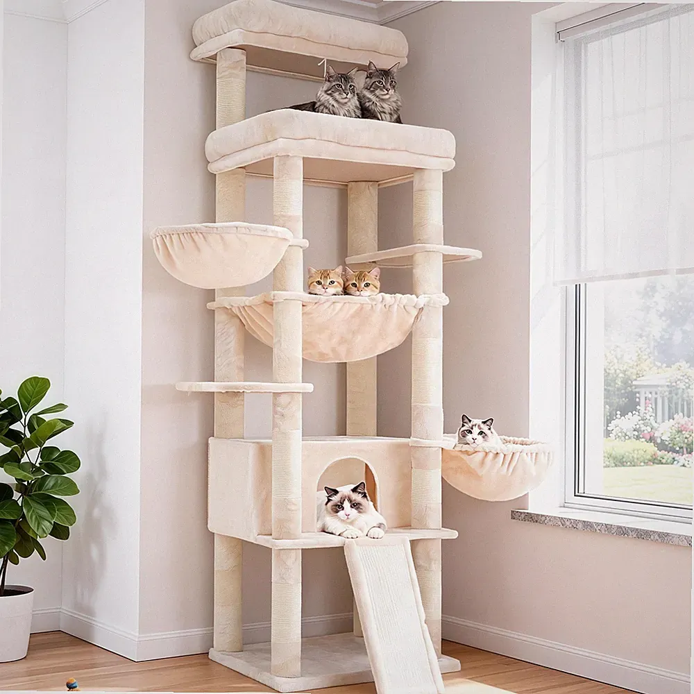 182cm Kratzbaum Stabil ausgewachsene Katzen mehrstöckig Katzenbaum Hey-brother