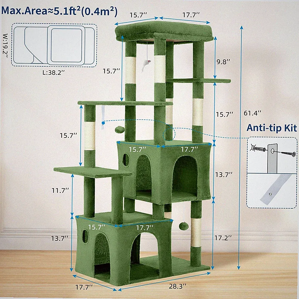Kratzbaum Katzenbaum Kletterbaum 157cm/183cm Katzen Kratz Spiel Sisal Baum XXL