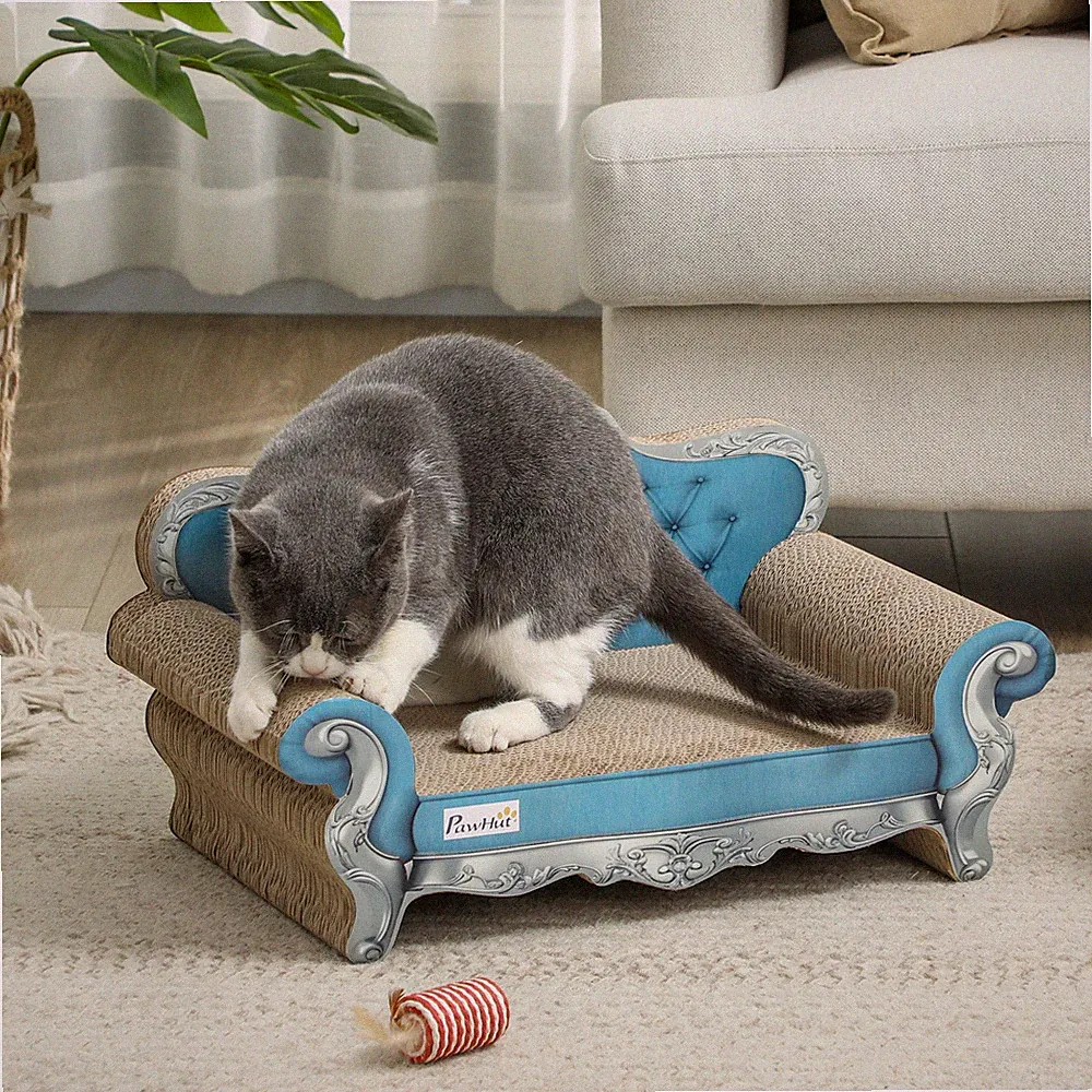 2-in-1 Katzenkratzer mit Katzenminze Katze, Kratzbrettunterlage, blau