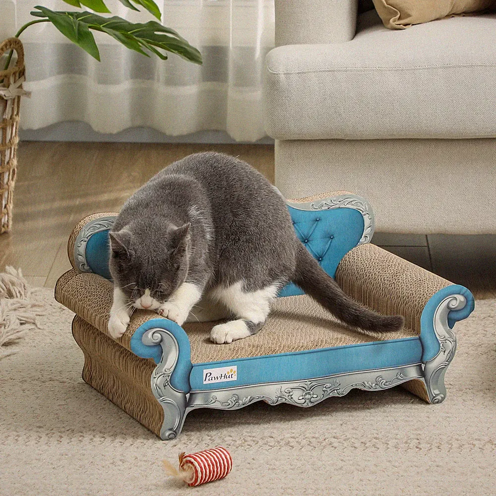 2-in-1 Katzenkratzer mit Katzenminze Katze, Kratzbrettunterlage, blau