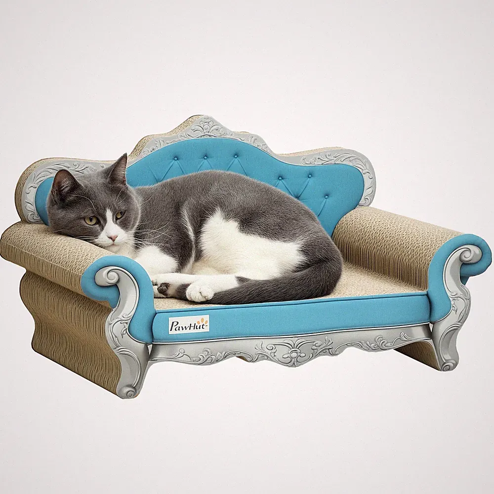 2-in-1 Katzenkratzer mit Katzenminze Katze, Kratzbrettunterlage, blau generalüberholt