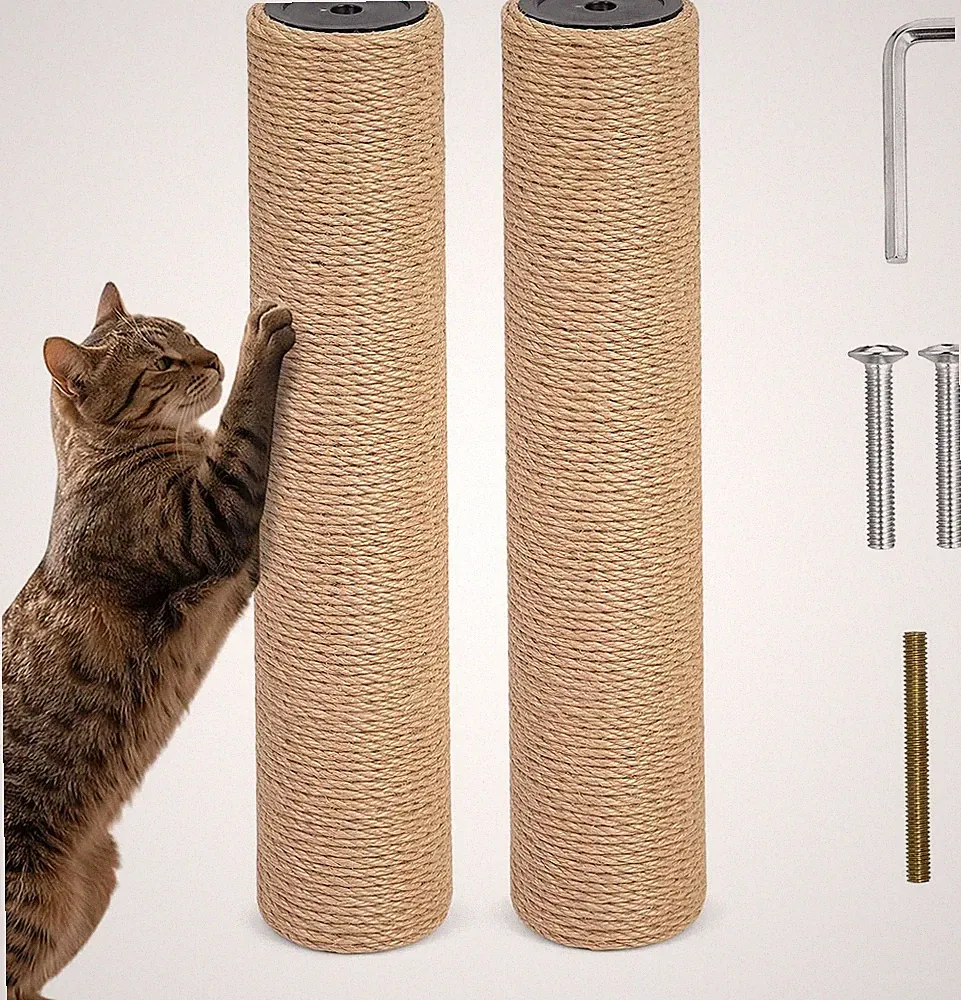 2 Stück Kratzsäule & Kratzpfosten, Stabil, Für Wand/Boden/Kratzbaum | Sisal/Holz