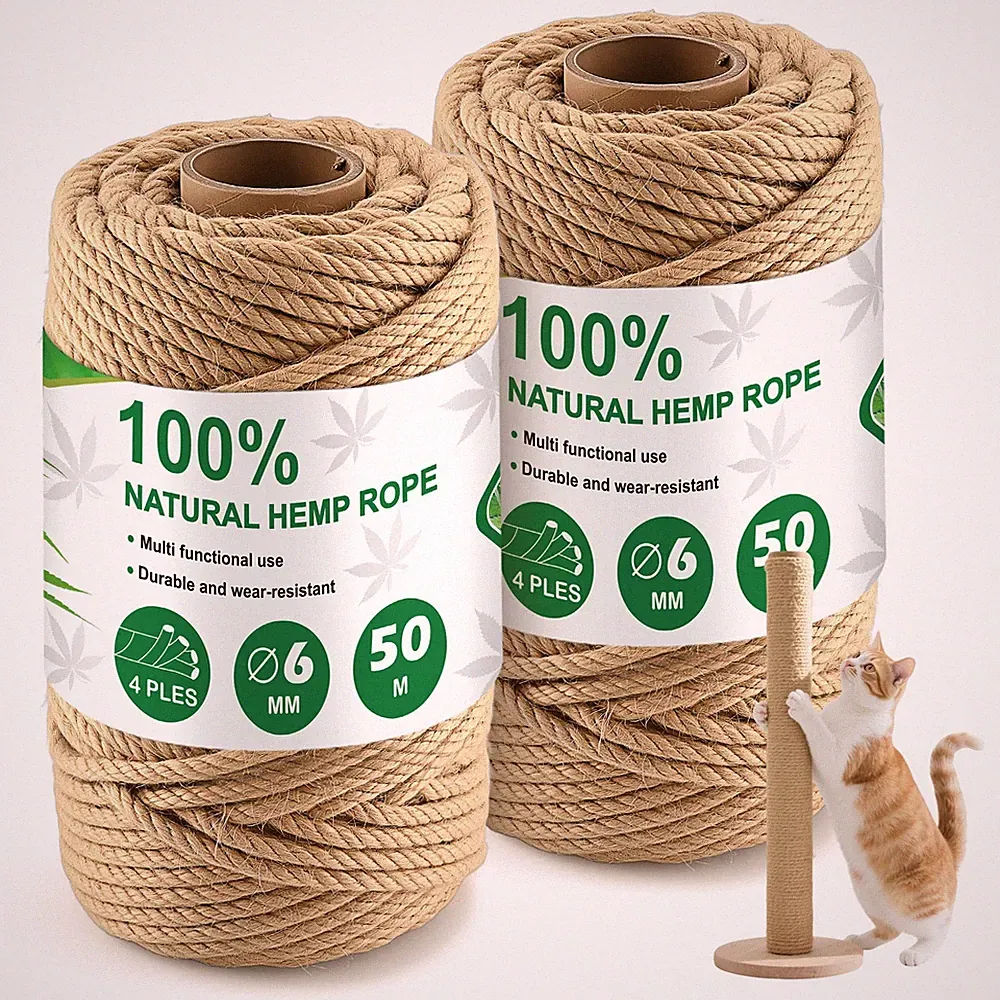 2 Stück Sisalseil für Kratzbaum, 6mm × 50m Kratzbaum Seil, Natürliche Hanfsei...