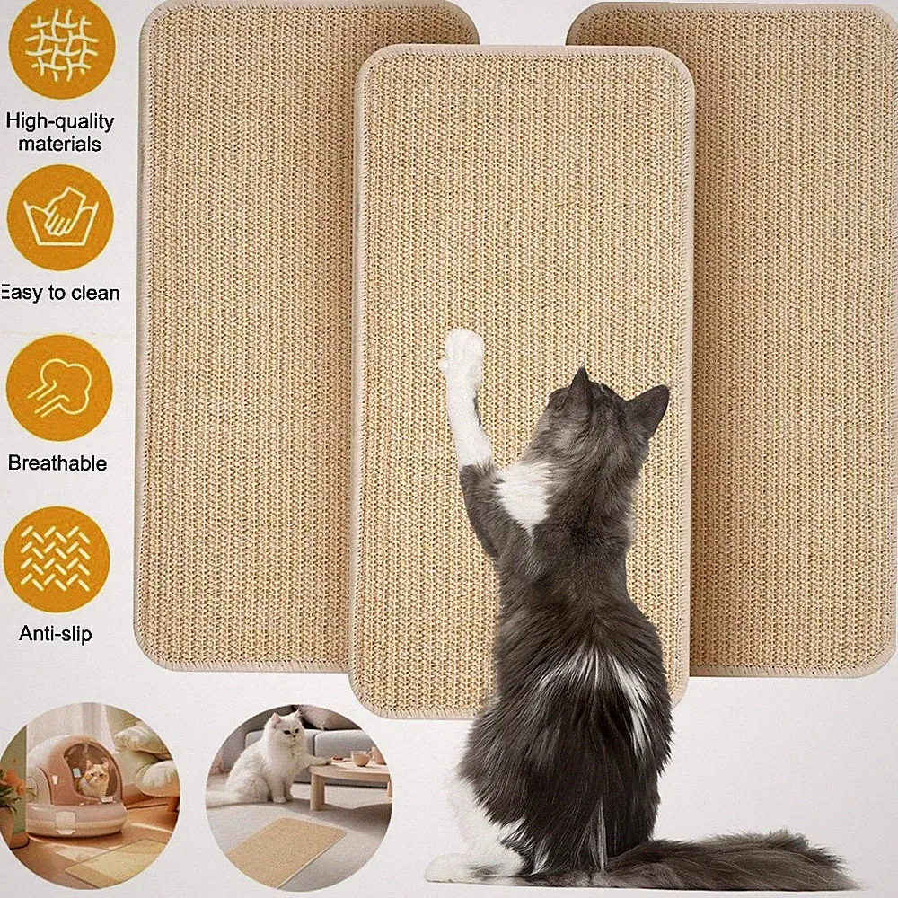 3 Stück Sisal Katze Kratzmatte Kratzbretter Wand Kratzbaum Sisalbrett 50x25cm