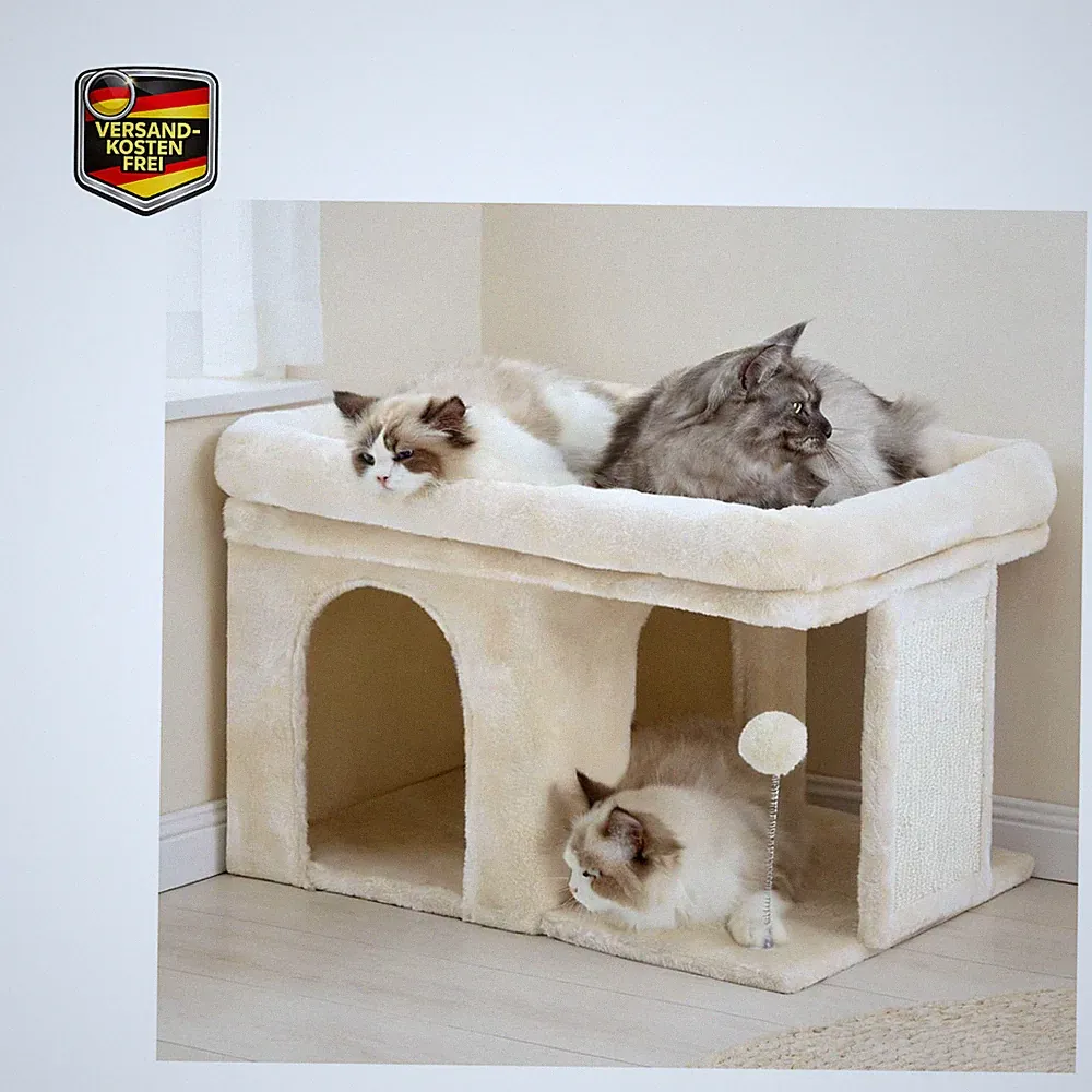 35 cm Hoher Katzenbaum mit Großem Ruhebett und Gemütlichem Katzenhaus