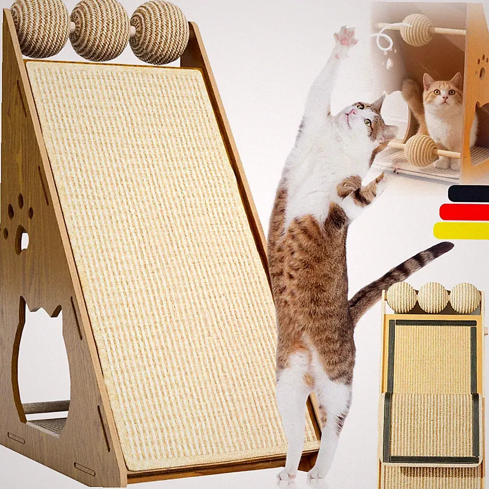 3in1 Katzenbaum Kratzbaum Kratzbrett Katzen 57 cm hohe Kratzpappe Ballspielzeug
