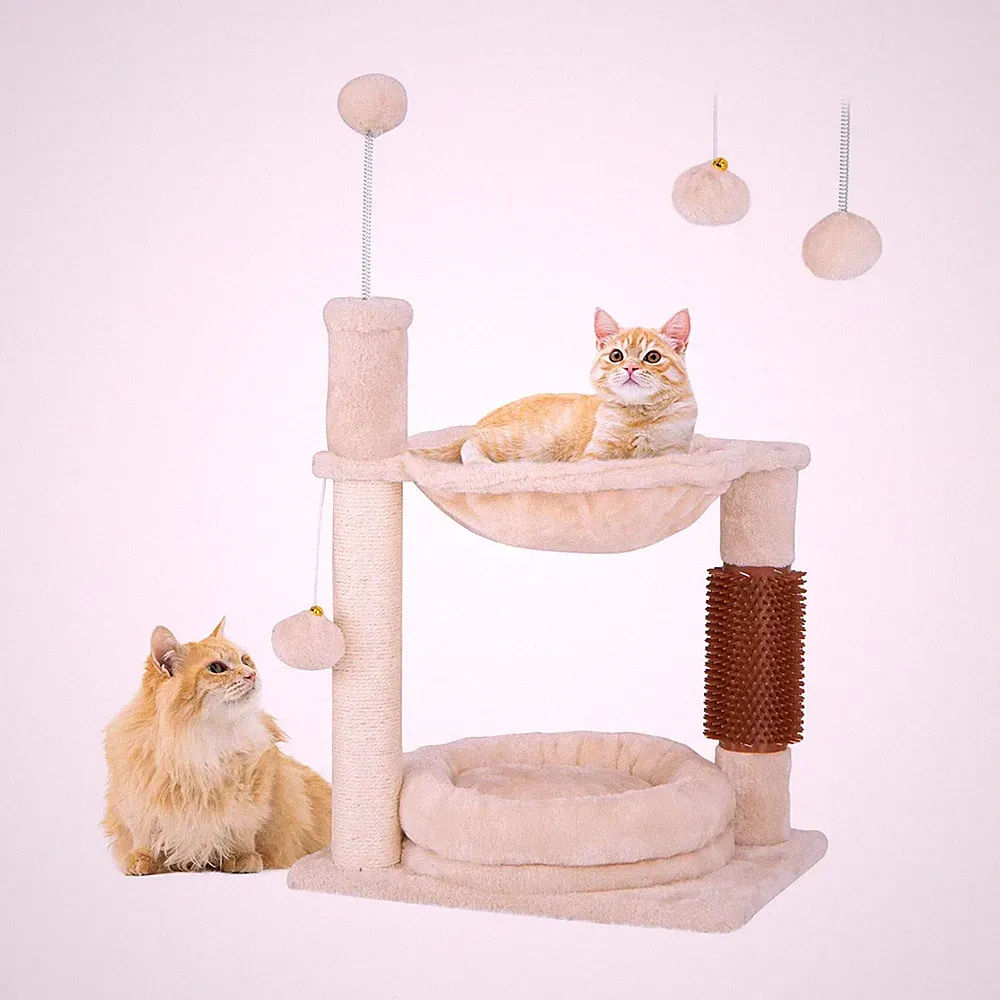 4 in 1 Kratzbaum Self Groomer Bürste Sisal Kratzbaum Activity Tower NEU
