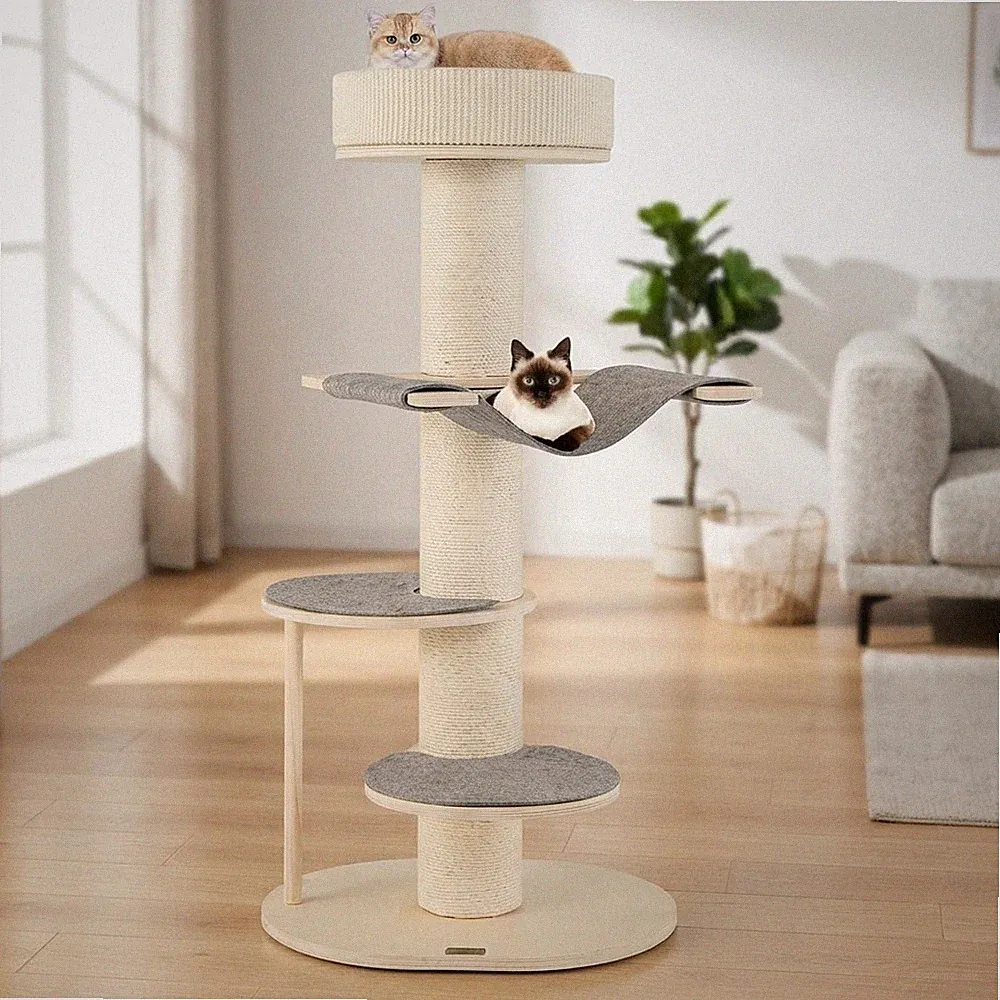 4-stufiger Katzenbaum Activity Center mit kuscheliger Hängematte & robusten Sisalpfosten, 120 cm