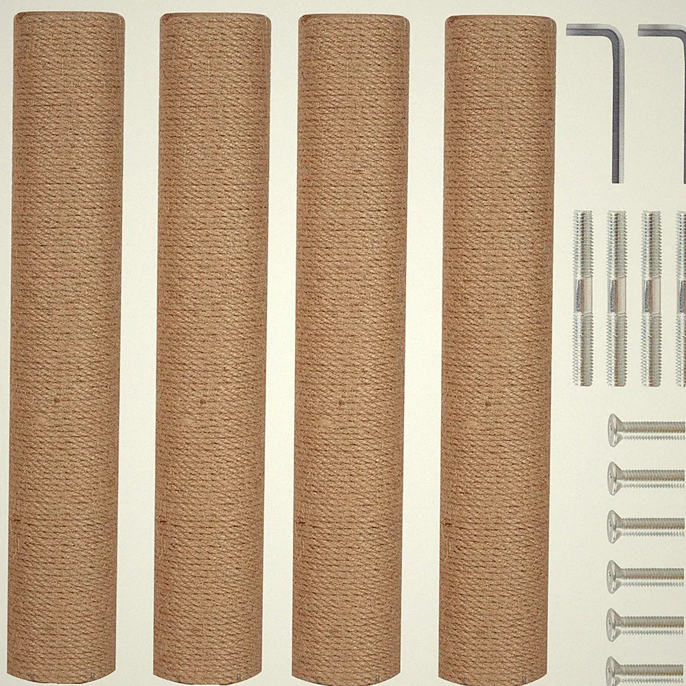 4erPack 40 cm KratzbaumErsatzpfosten – Natürliche SisalseilKratzstangen mit M...
