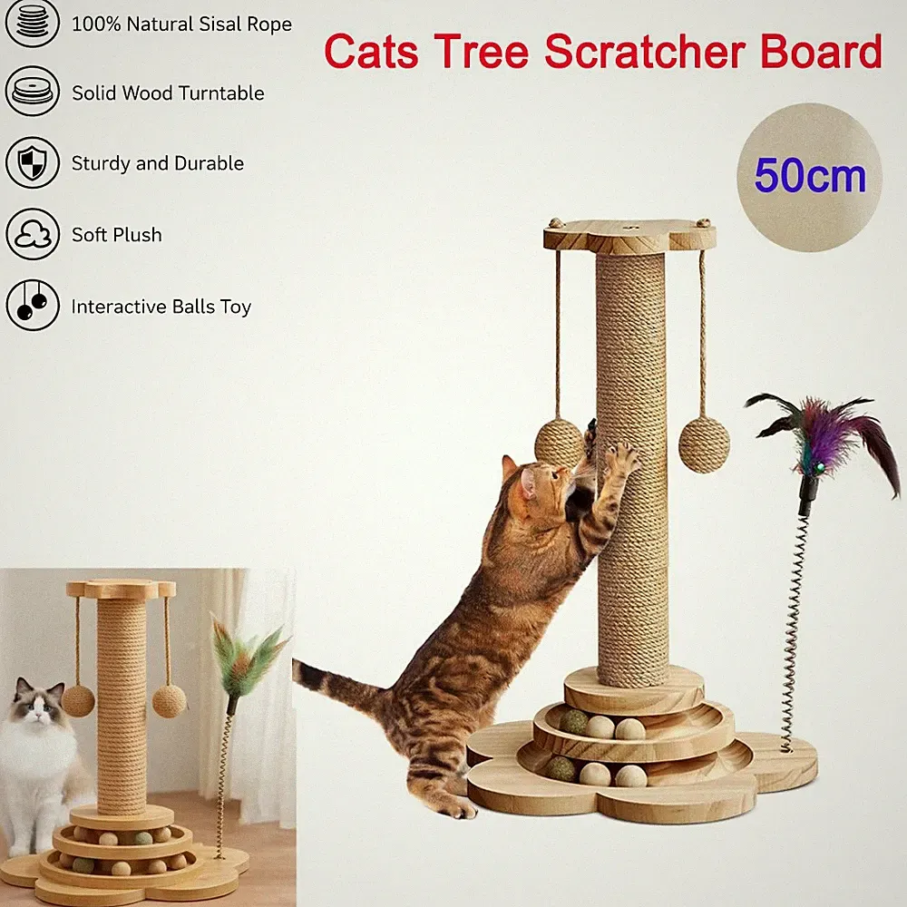 50cm Kratzbaum Klein Katzen Katzenkratzbaum Katzenbaum Kletterbaum mit 2xBällen