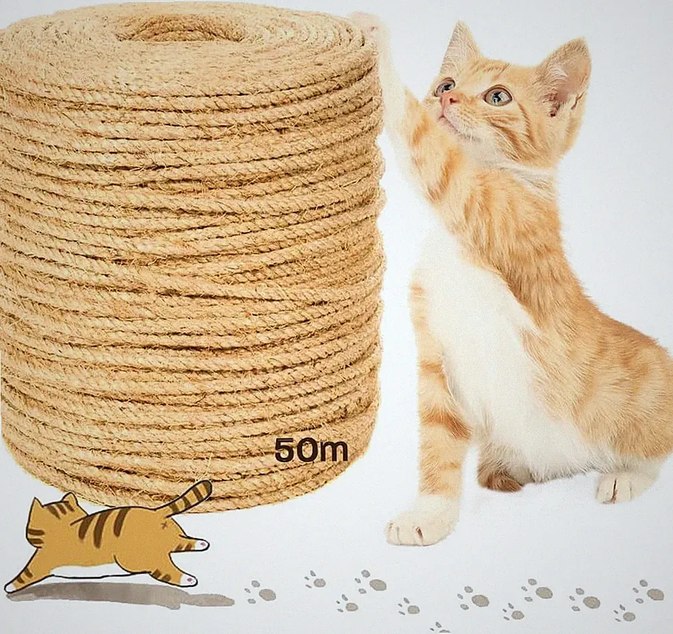 50M Seil Für Katzenbaum,Katzen Kratz Seil,Sisal Schnur,Sisal Kratzbaum Ersatz Fü