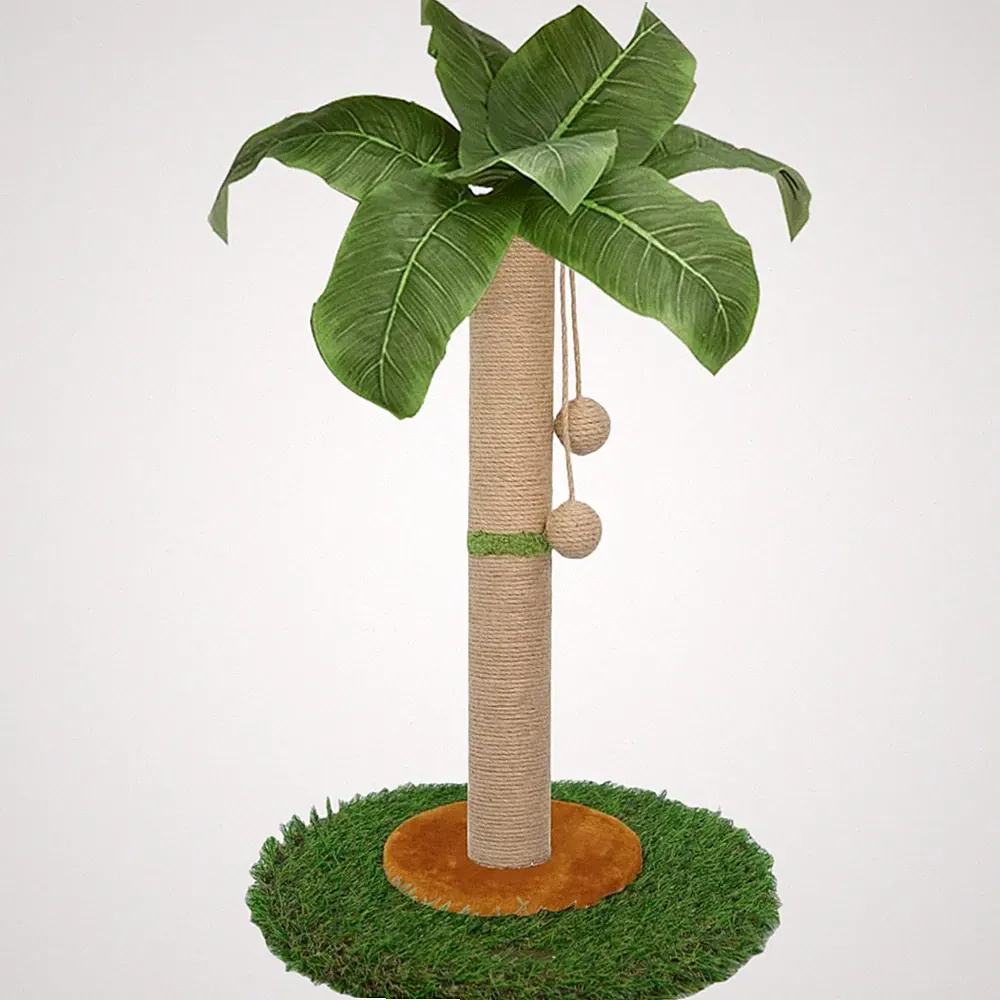 60 cm Hochwertiger Palmen-Kratzbaum für Katzen mit Hängendem Ball - Homyhands