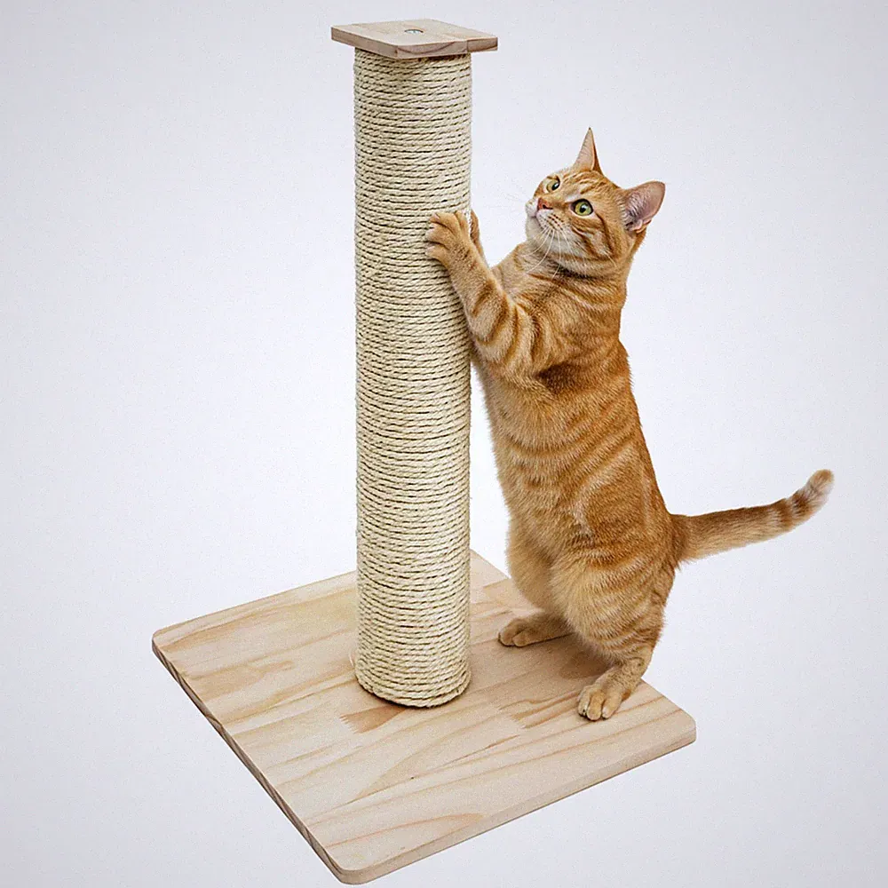 62cm Sisal Kratzsäule für Katzen mit Bambus Bodenplatte - Kratzbaum Klein Stabil