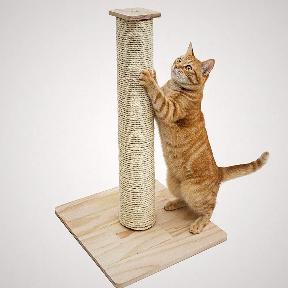 62cm Sisal Kratzsäule für Katzen mit Bambus Bodenplatte - Kratzbaum Klein Stabil