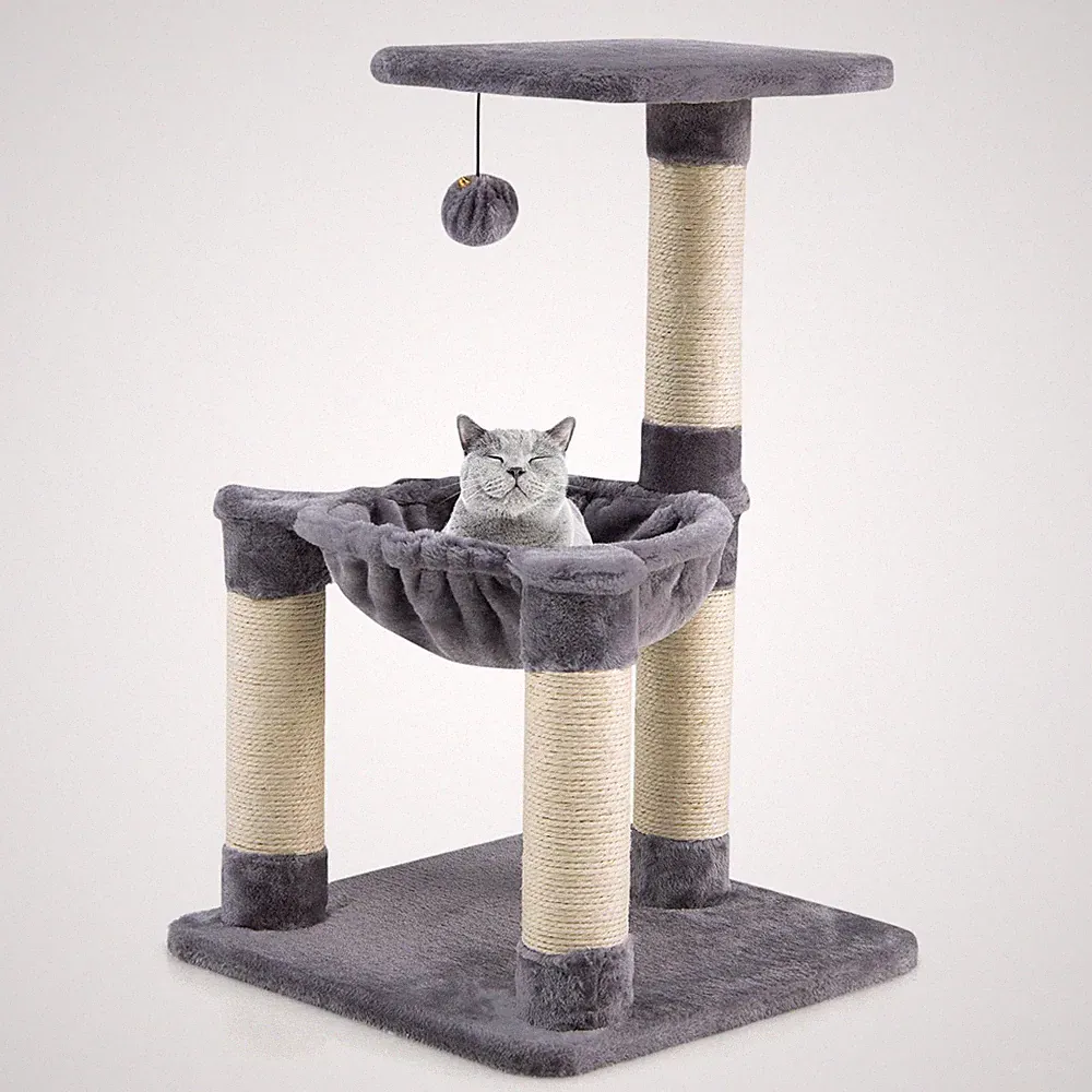 64cm Kratzbaum Kletterbaum Katzenhängematte Katzenspielbaum Plüsch Liegematte