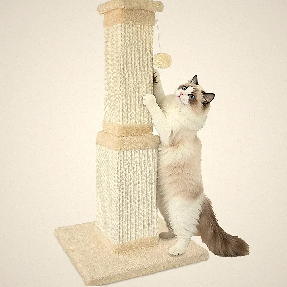 AGYM Katzenkratzbaum für Indoor Katzen 32 Zoll Sisal Katzenkratzer beige breit