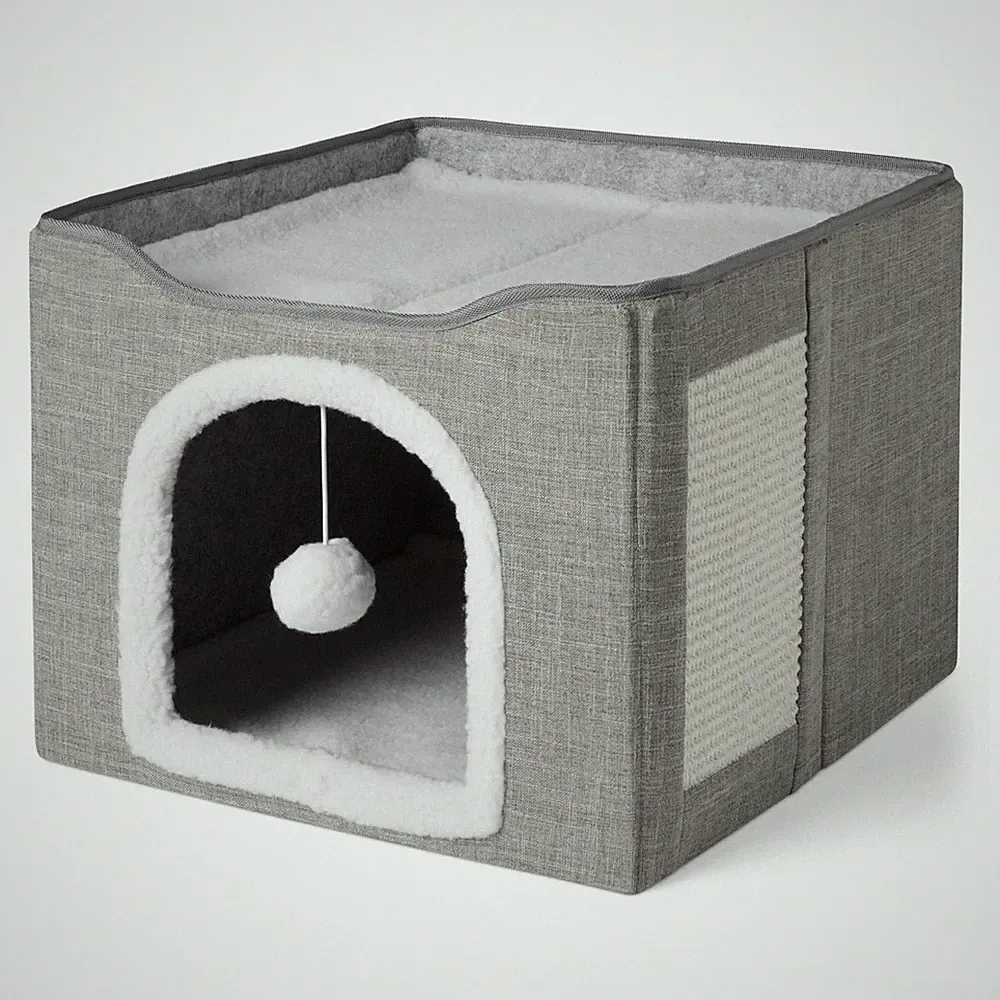 Amazon Basics Katzenhaus 1-stöckig Grau Kratzbaum Katzenmöbel Indoor