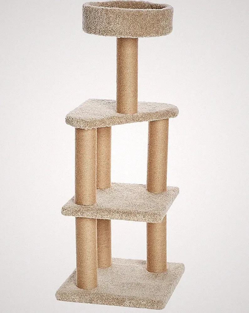 Amazon Basics Kratzbaum Turm mit Kratzbäumen für Zuhause drinnen, beige