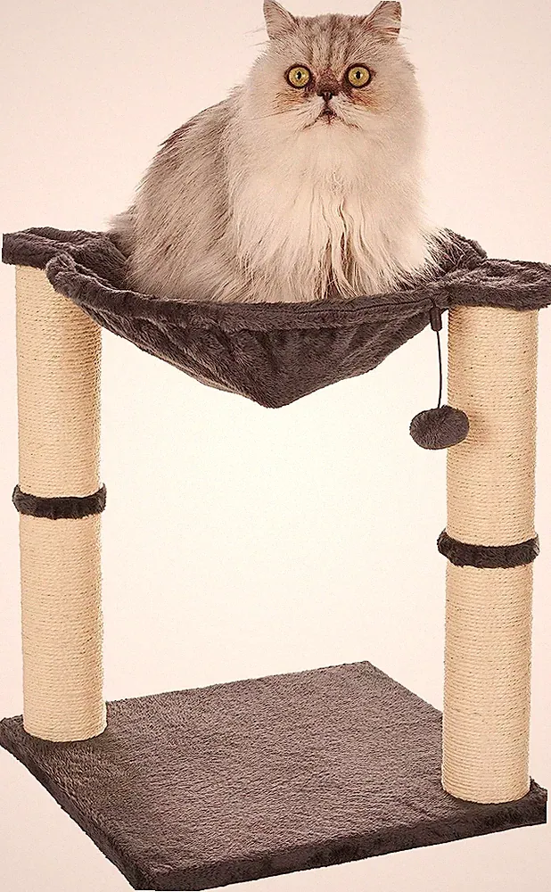 Amazon Basics Kratzbaum Turm mit Kratzbaum und Hängemattenbett für drinnen...