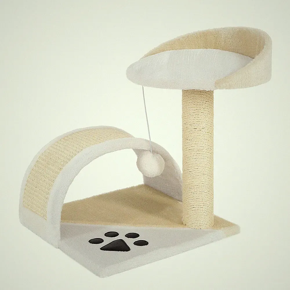 B-Ware: Kratzbaum Kletterbaum Katzenkratzbaum Höhe 43 cm beige/weiß