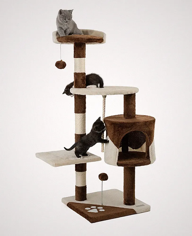 B-Ware: lionto Kratzbaum Kletterbaum Katzenkratzbaum 112 cm braun/beige