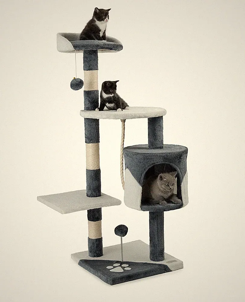 B-Ware: lionto Kratzbaum Kletterbaum Katzenkratzbaum 112 cm grau/weiß