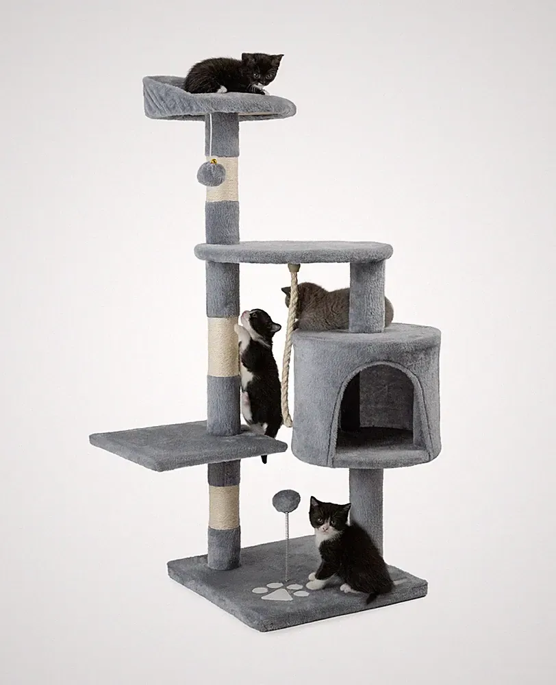 B-Ware: lionto Kratzbaum Kletterbaum Katzenkratzbaum 112 cm hellgrau