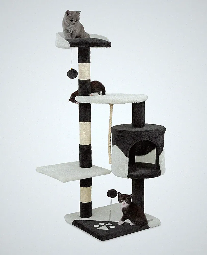 B-Ware: lionto Kratzbaum Kletterbaum Katzenkratzbaum 112 cm schwarz/weiß