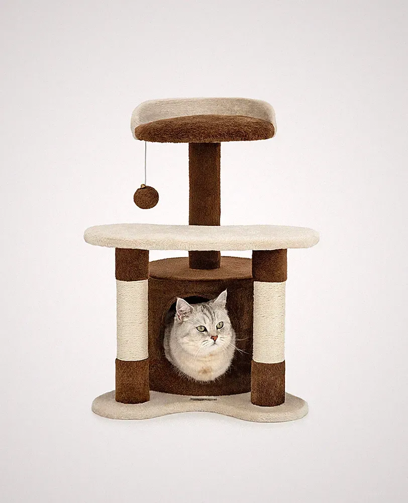 B-Ware: lionto Kratzbaum Kletterbaum Katzenkratzbaum Höhe 65 cm braun/beige