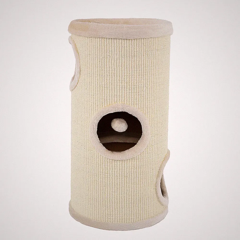 B-Ware: lionto Kratztonne mit Sisal Kratzturm Kratzbaum Kratzsäule 70 cm Beige