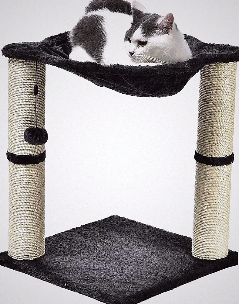 Basics Cat Condo Baumturm mit Hängemattenbett und Kratzbaum grau