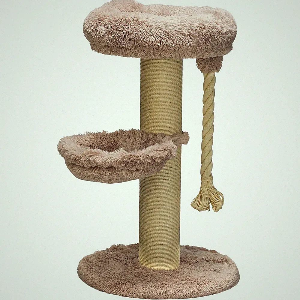 Beeztees Kratzbaum Ramiro 70x70x120cm taupe für große Katzen, stabil & kuschelig