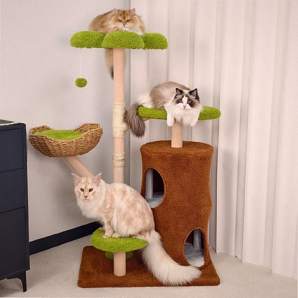 Bingopaw Katzenbaum XXL Hochwertiger Kratzbaum mit Schlafhaus, Sisal, Spielball