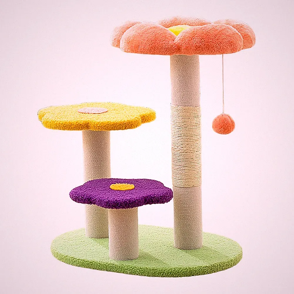 Blumenkratzbaum mit interaktivem Ball für Hauskatzen für Kätzchen
