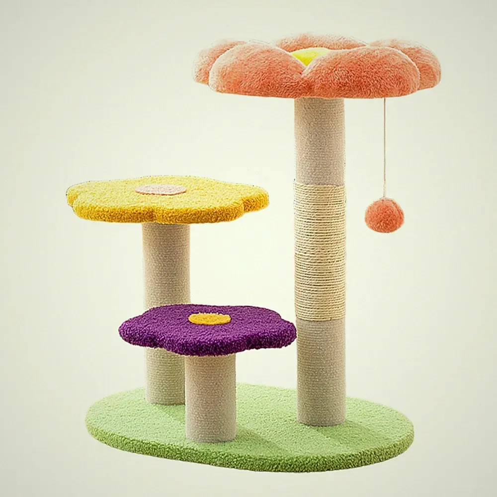 Blumenkratzbaum mit interaktivem Ball, Sisalseil-Kratzbaum