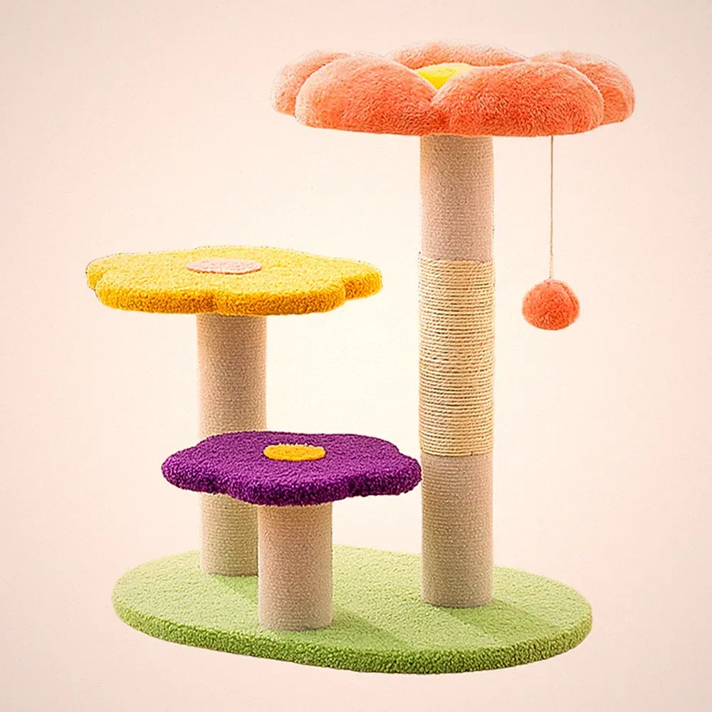 Blumenkratzbaum mit interaktivem Ball, Sisalseil-Kratzbaum