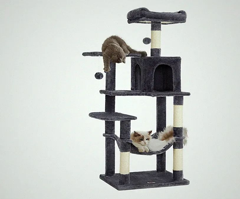 Cat Scratching Post, 143cm High, Multi Level Cat Tree with 4 Scratching