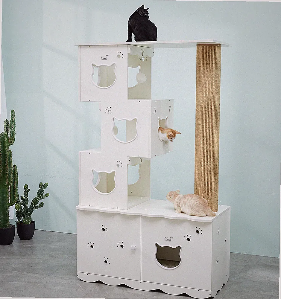 CatS Design 2 in1 Kratzbaum-Katzenklo xxl große Katzen stabil Katzentoilette D2