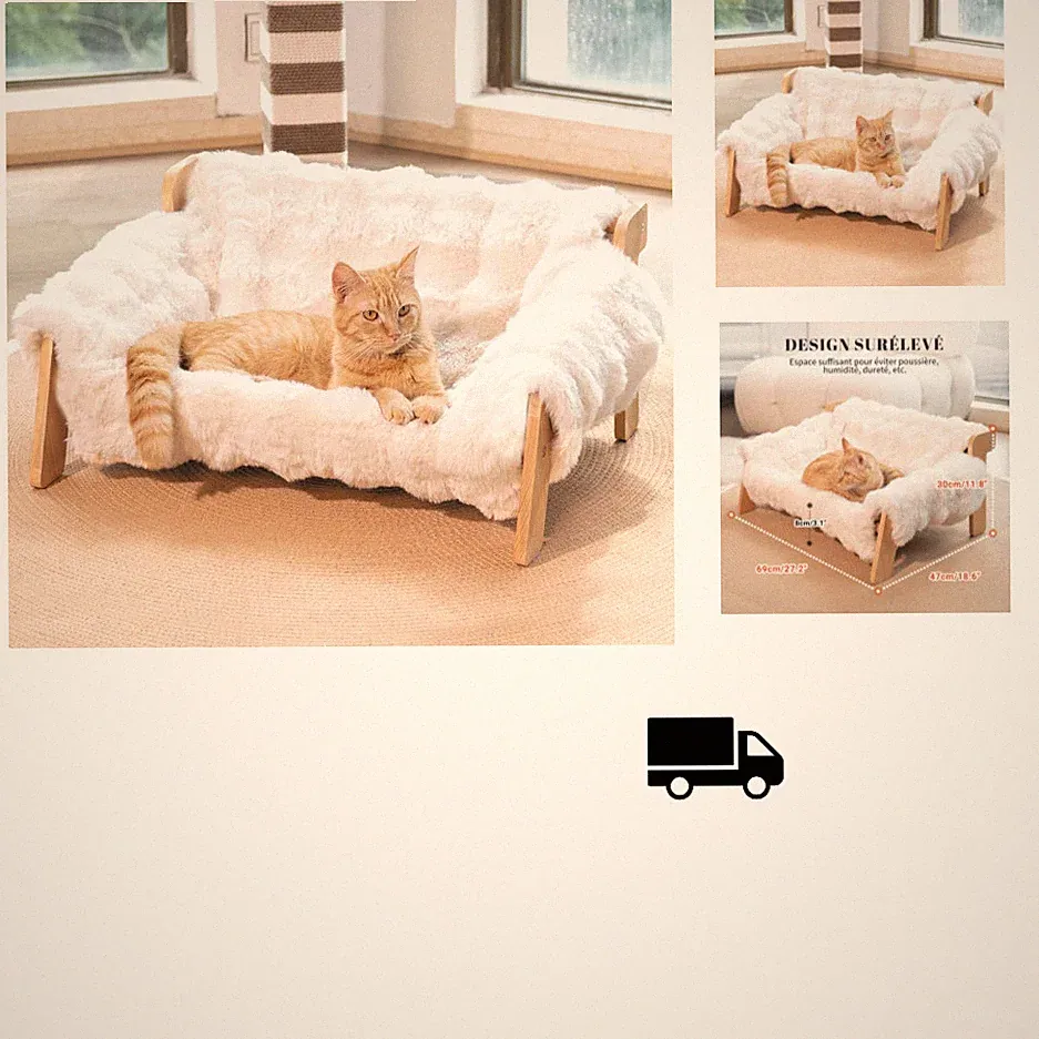CheerPals Katzenbett 70x47cm Buchenholz Abnehmbar