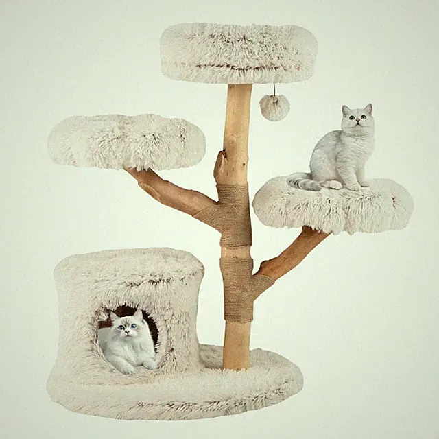 Costway moderner Katzenkratzbaum aus Holz mit Hängekugel 1976
